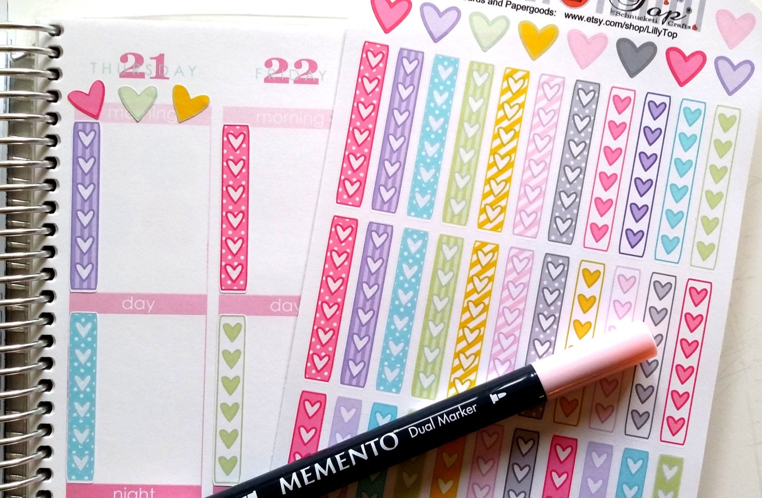 Heart Check Marks, Full Box, Fits all common Planners, Kiss Cut, Orga…