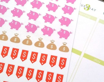 Money Stickers, Fits all common Planners, Kiss Cut, Organizing Stickers