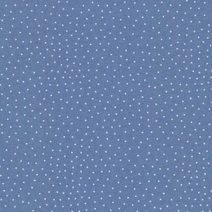 Könnte beinhalten: Ein blauer Stoff mit einem weißen Tupfenmuster.