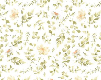 20.90 EUR/meter Westfalenstoffe Texel 010512115 Flowers apricot - light green, digital print, 0.5 m cotton woven fabric