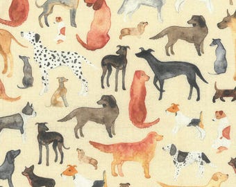 Westfalenstoffe York Dogs Digital Print 010503180, beige 0.5 m cotton woven fabric