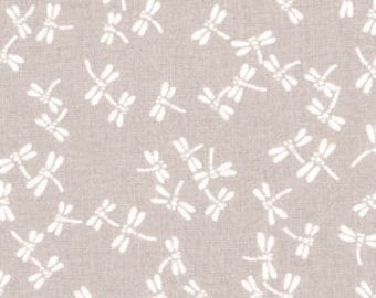 18,90 EUR/m Westfalenstoffe Kyoto Libellen sand-weiß 0,5m Baumwolle Webware