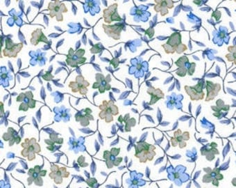 17,90 EUR/mètre Westfalenstoffe Millefleurs 014006902, fleurs bleu-beige, tissu coton Renforcé, 0,5 m