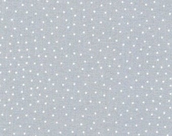 18 EUR/meter 39 cm REST Westfalenstoffe organic cotton kbA princess light grey 010517005, white dots, woven cotton