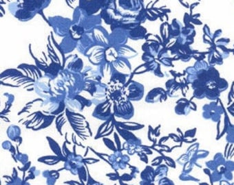 18,90 EUR/m Westfalenstoffe Delft Blumen blau weiß, Webware Baumwolle