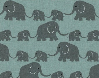15 EUR/Meter 22 cm REST Westphalian Fabrics Elephants Reed Green 0,5 m Young Line Woven Cotton