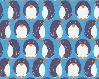 18,90 EUR/mètre Pingouins de Westfalenstoffe sur coton tissé bleu, ligne garçon