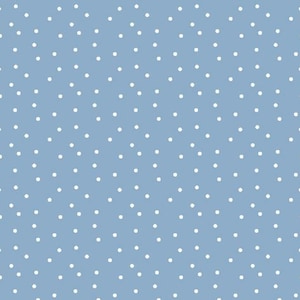 Könnte beinhalten: Ein nahtloses Muster mit kleinen, gleichmäßig verteilten weißen Punkten auf hellblauem Hintergrund. Die Punkte sind in Größe und Verteilung konsistent und erzeugen ein einfaches, aber visuell ansprechendes Design. Dieses Muster eignet sich für verschiedene Anwendungen, einschließlich Stoffe und digitale Designs.