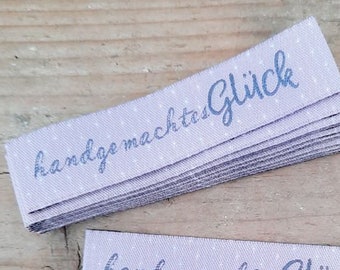 0,70 EUR pro Stück / 5 Stück Webetiketten von acufactum  Handgemachtes Glück rosa , Daniela Drescher, 1,5 x 6,5 cm