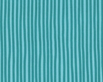 18 EUR/meter 34 cm REST Westfalenstoffe organic cotton kbA Young Line turquoise-petrol stripes, woven cotton