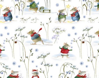 acufactum fabric Daniela Drescher winter mice, woven cotton. Children's fabric Christmas