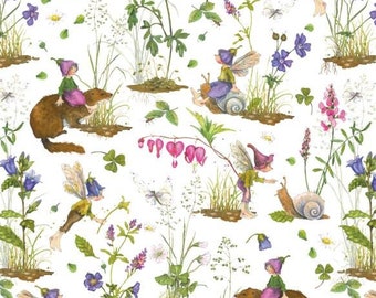 23.90 EUR/meter acufactum fabric Daniela Drescher flower elves purple, woven cotton