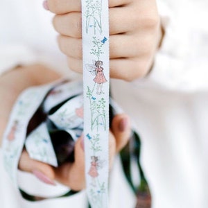 Woven ribbon acufactum Elfe im Gras Daniela Drescher, satin woven ribbon, 16 mm wide