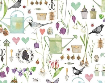 23.90 EUR/meter acufactum fabric Kerstin Heß, garden poetry, woven cotton. Children's fabric