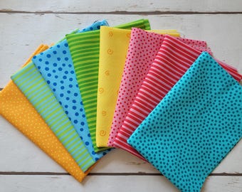 Fabric bundle "Young Line" 8 x 25 cm x 75 cm from Westfalenstoffe for small sewing projects, doll clothes, pennant banner fabric, appliqués,