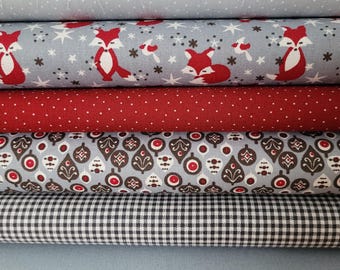 Fabric bundle Westfalenstoffe red fox 6 x 25 cm x 75 cm for small sewing projects, patchwork, doll clothes, appliqués, pennant banner fabric
