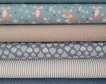 Fabric bundle 6 x 25 cm x 47 cm Westfalenstoffe little fox for small sewing projects, doll clothes, appliqués, pennant banner fabric