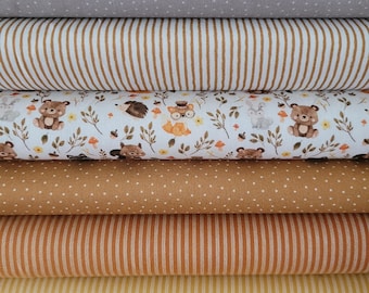 Stoffpaket 6 x 25 cm x 47 cm Westfalenstoffe süße kleine Tiere für kleine Nähprojekte, Patchwork, Puppenkleidung, Applikationen, Wimpelkette