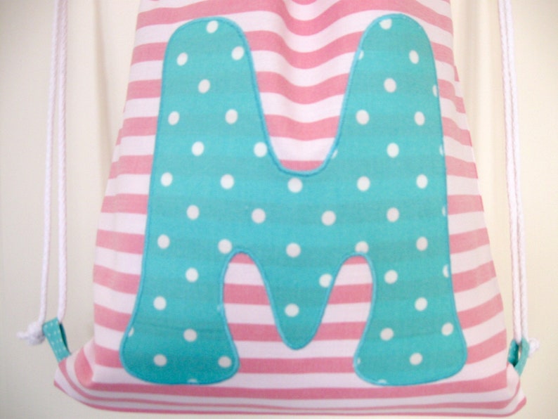 Gym bag, backpack for children, lined, large letter, customizable with name image 2