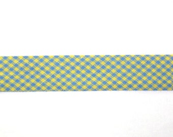 1,60 EUR/m Schrägband Vichykaro blau-gelb 1m