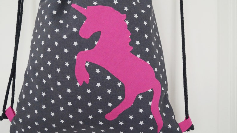 Gym bag unicorn, backpack for children, lined, customizable with name image 3