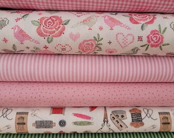 Fabric bundle 6 x 25 cm x 47 cm Needle Poetry for small sewing projects, patchwork, doll clothes, appliqués, pennant banner fabric