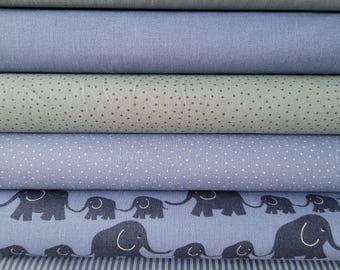 Fabric bundle 6 x 25 cm x 47 cm Westfalenstoffe Elephant for small sewing projects, patchwork, doll clothes, appliqués, pennant banner fabric