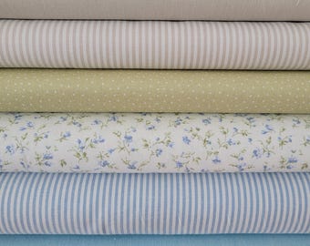Fabric bundle 6 x 25 cm x 47 cm Westfalenstoffe floral blue for small sewing projects, doll clothes, appliqués, bunting fabric