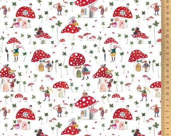 acufactum fabric lucky mushrooms children's fabric, woven cotton