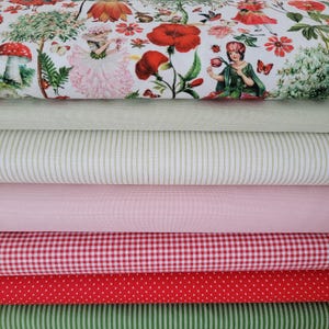Stoffpaket Westfalenstoffe Canterbury, 7 x 25 cm x 75 cm für kleine Nähprojekte, Puppenkleidung, Applikationen, Wimpelkette Stoff, Patchwork