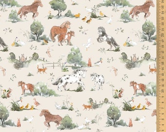 acufactum fabric horse summer children's fabric, woven cotton