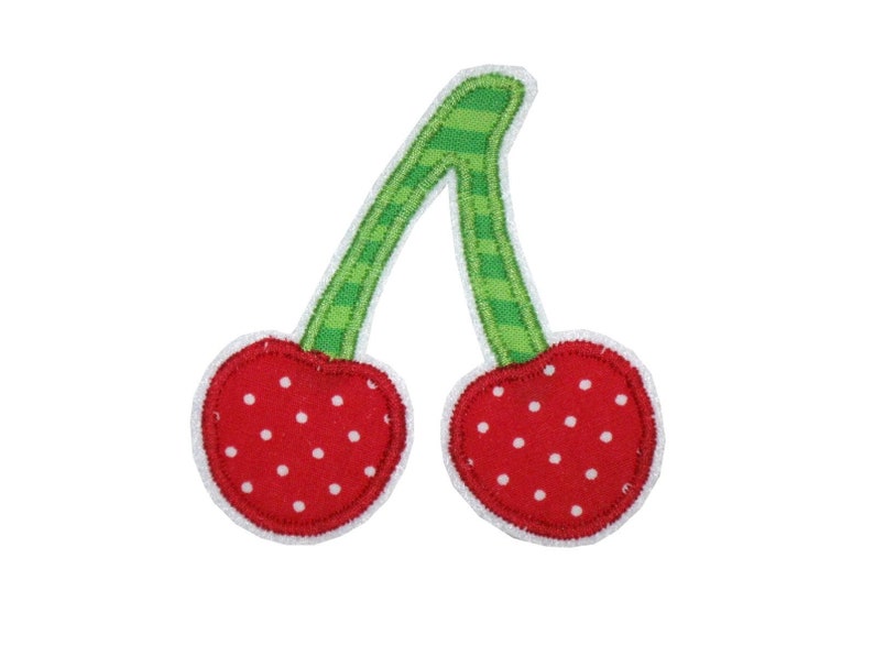 Kirschen Aufnäher, Applikation für Kinder, Schultüte Patch, Rockabilly Bild 1