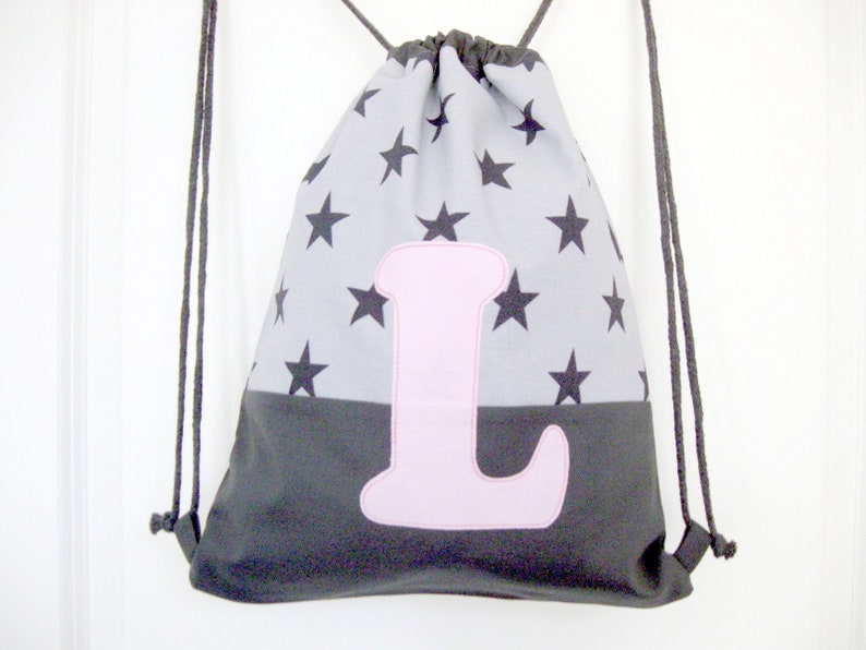 Gym bag for children, backpack customizable with name, lined, large letter image 3