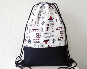 Gym bag, backpack women, maritime lined anchor sports bag