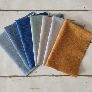 Stoffpaket Westfalenstoffe Punkte , 7 x 25 cm x 75 cm für kleine Nähprojekte, Puppenkleidung, Applikationen, Wimpelkette Stoff, Patchwork