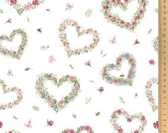 acufactum fabric Kerstin Heß, flower hearts woven cotton. Children's fabric