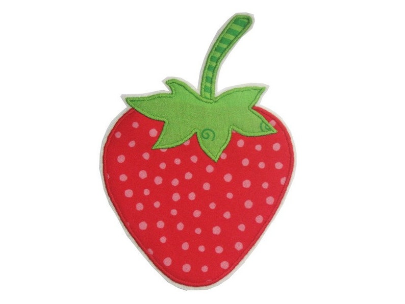 große Erdbeere Aufnäher, Applikation für Kinder, Schultüte Patch Bild 1