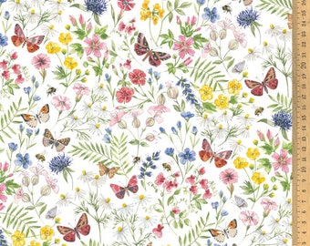 acufactum fabric flower garden children's fabric, woven cotton