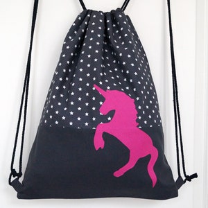 Turnbeutel Einhorn, Unicorn, Rucksack Damen, gefüttert, Sportbeutel Bild 1