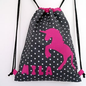 Gym bag unicorn, backpack for children, lined, customizable with name image 4