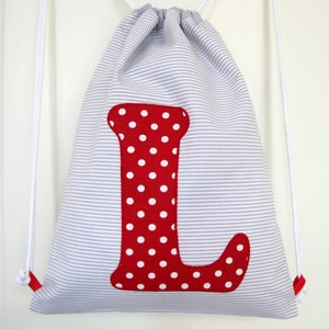 Sac de sport enfant, sac à dos, doublé, grande lettre, doublé, sac maternelle, gris rouge image 1