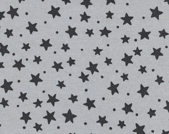 18,90 EUR/m Westfalenstoffe Bergen, Grau schwarze Sterne,  0,5m Baumwolle Webware