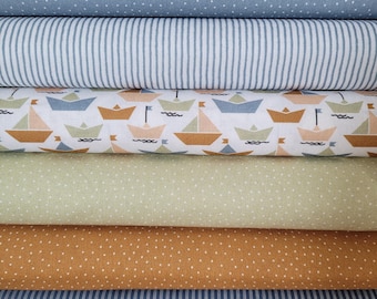 Fabric bundle Westfalenstoffe Fehmarn 6 x 25 cm x 75 cm for small sewing projects, patchwork, doll clothes, appliqués, pennant banner fabric