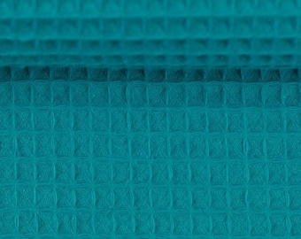 9.90 EUR/meter waffle piqué, waffle piqué Nelson by Swafing, woven fabric plain Aqua 746, waffle fabric