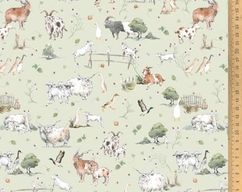 acufactum fabric farm animals children's fabric, woven cotton