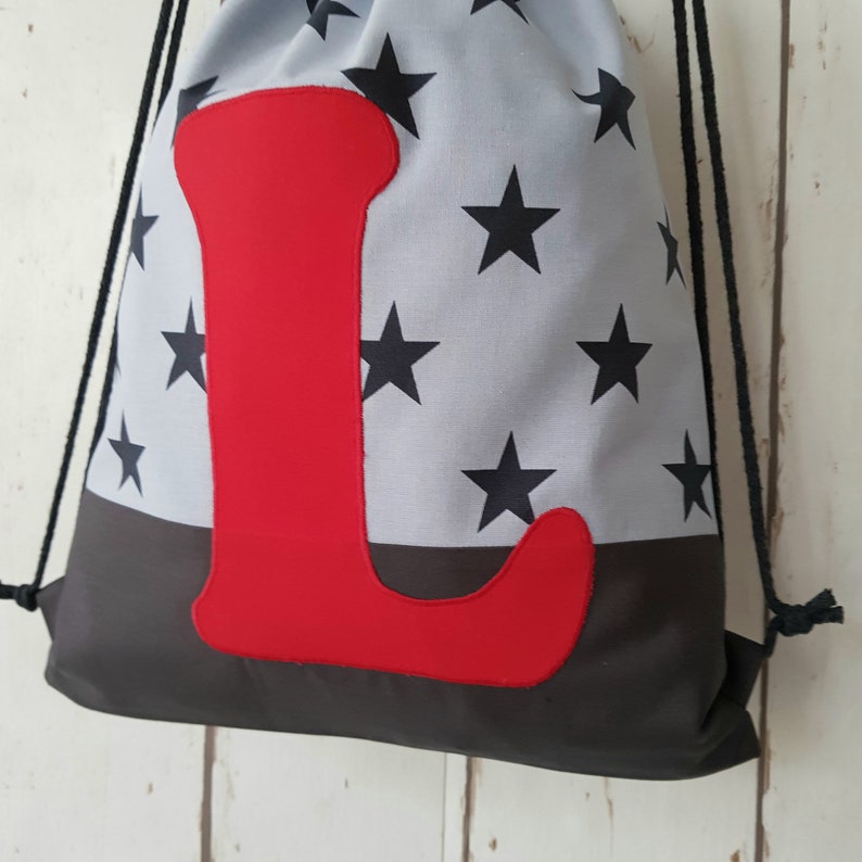 Gym bag for children, backpack customizable with name, lined, large letter image 2