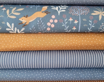 Westfalenstoffe Fox fabric bundle, 6 x 25 cm x 75 cm for small sewing projects, doll clothes, appliqués, pennant banners, patchwork