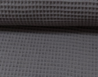 EUR 9.90/meter waffle piqué, waffle piqué Nelson by Swafing, woven fabric plain dark gray 285, waffle fabric