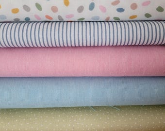 Fabric bundle 6 x 25 cm x 47 cm, Westfalenstoffe pastel fabric for small sewing projects, patchwork, doll clothes, appliqués, bunting