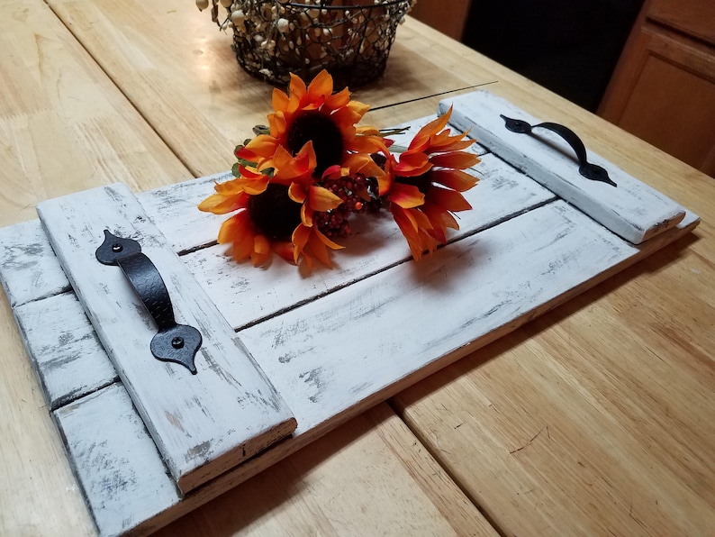 Rustic serving tray, Home decor, Country decor, Hostess gift, rustic wood breakfast tray, Rustic wood tray. Kitchen Decor, Farmhouse Kitchen image 1